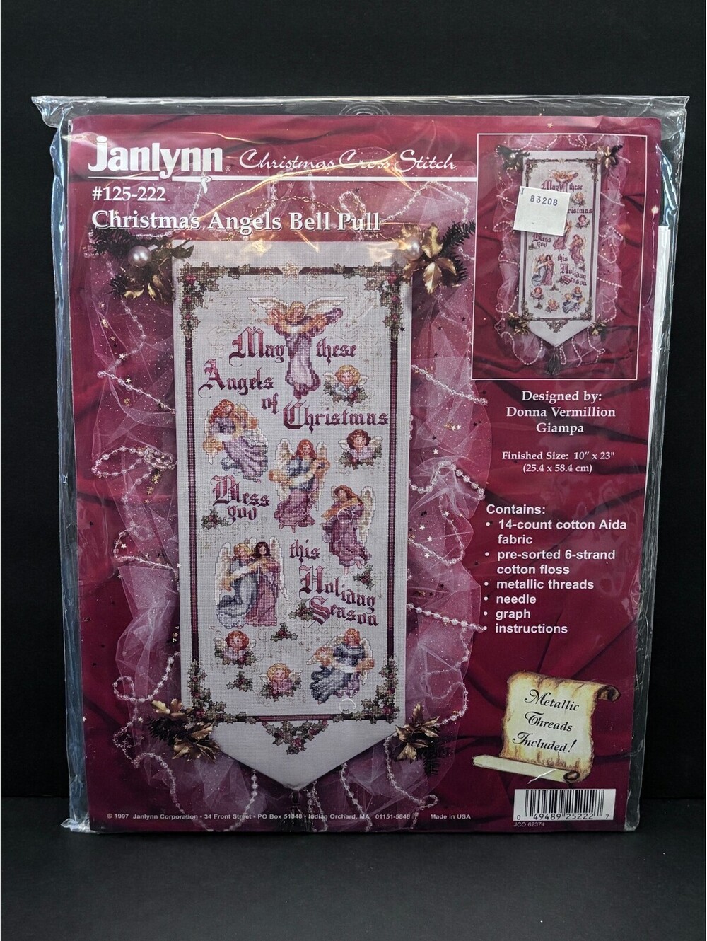 Vintage Janlynn Christmas Angels Bell Pull Cross Stitch Kit 125-222 Donna Giampa